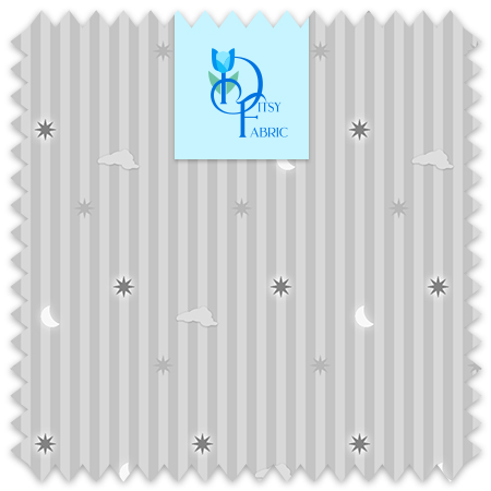 Swooping blue Art Deco design over a pin stripe backdrop with blue accents.